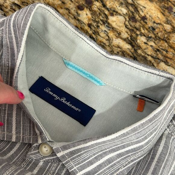 Tommy Bahama Linen Striped Long Sleeve Button Down Shirt Size XL - Picture 5 of 10